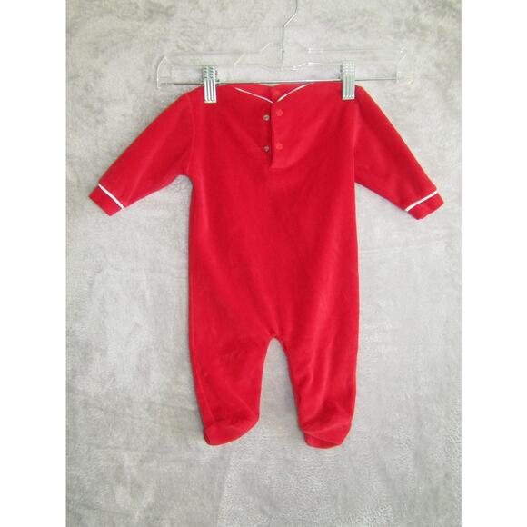 Baby's First Christmas Santa Footed Romper Red Velour 3-6M Holiday Pajamas PJs - Picture 4 of 7